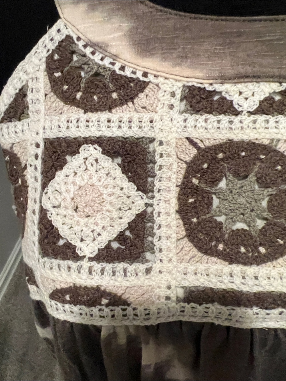 Cato Brown and Cream Tie-Dye Crochet Halter Tunic - Picture 3 of 10
